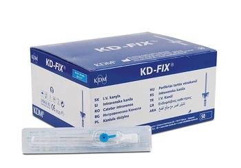 Kanyla IV KD-FIX s křídly a portem 50ks 22G modrá 0.9 x 25 mm - 1