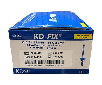 Kanyla IV KD-FIX s křídly a portem 50ks 24G žlutá 0.7 x 19 mm - 1