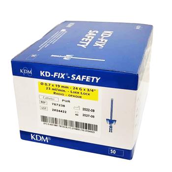 Intravenózní kanyla KD-FIX SAFETY 50ks 24G žlutá 0.7 x 19 mm