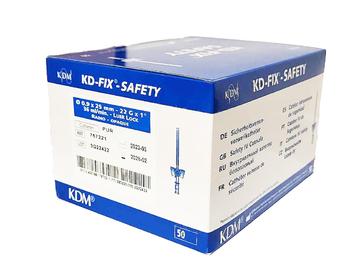 Intravenózní kanyla KD-FIX SAFETY 50ks 22G modrá 0.9 x 25 mm