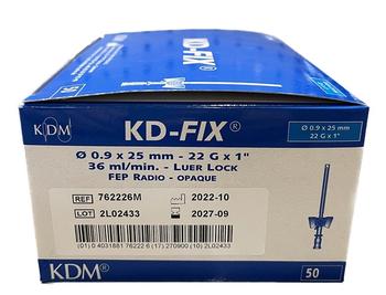 Kanyla IV KD-FIX s křídly a portem 50ks 22G modrá 0.9 x 25 mm - 2